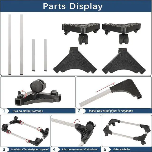 Alt view image 6 of 7 - Aigrous Mobile CPU Stand Adjustable Computer Tower Stand with 4 Caster Wheels Fits Most PC