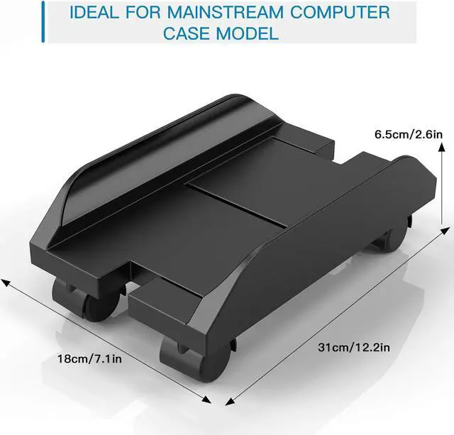 Alt view image 7 of 7 - CPU Holder Stand, Mobile Computer Tower Stand with Wheels, Computer Mainframe Bracket, Adjustable PC Holder Cart