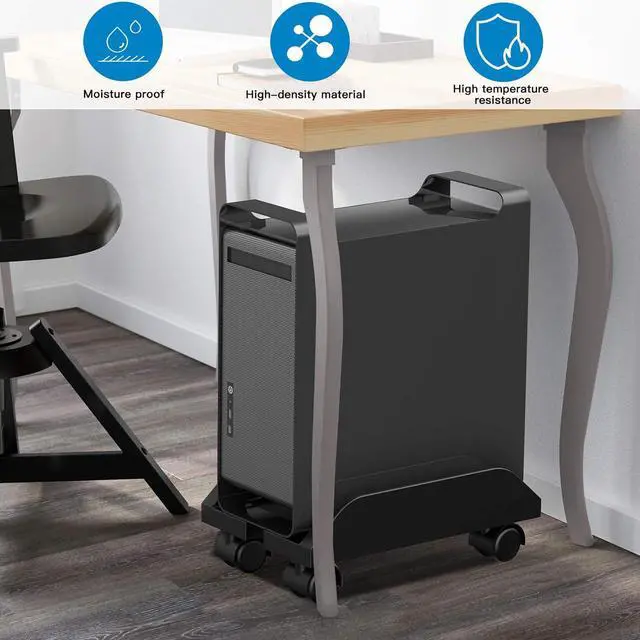 Alt view image 4 of 7 - CPU Holder Stand, Mobile Computer Tower Stand with Wheels, Computer Mainframe Bracket, Adjustable PC Holder Cart