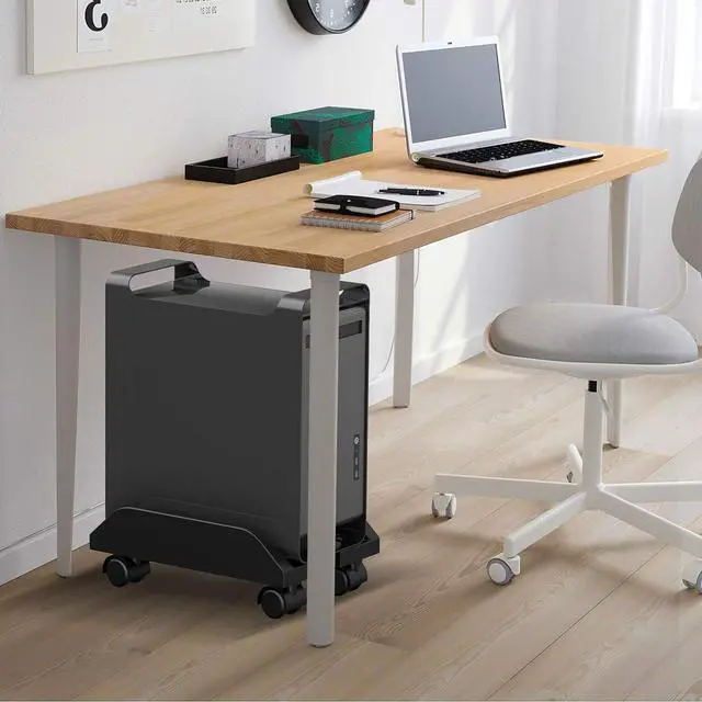 Alt view image 3 of 7 - CPU Holder Stand, Mobile Computer Tower Stand with Wheels, Computer Mainframe Bracket, Adjustable PC Holder Cart