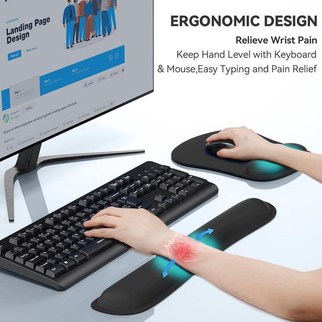 Alt view image 2 of 6 - Keyboard Wrist Rest and Mouse Pad with Wrist Support, Memory Foam Set for Computer/Laptop/Mac, Lightweight for Easy Typing & Pain Relief Ergonomic Mousepad