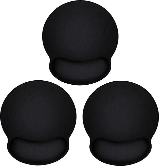 Main image of Ergonomic Mouse Pad 3 Pack with Wrist Rest Support, Round Gaming Mousepad with Smooth Lycra Surface & Non-Slip Rubber Base for Computer, Laptop, Office, Comfortable Memory Foam for Wrist Cushion