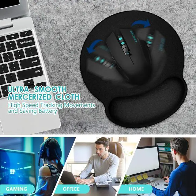 Alt view image 2 of 7 - Ergonomic Mouse Pad 3 Pack with Wrist Rest Support, Round Gaming Mousepad with Smooth Lycra Surface & Non-Slip Rubber Base for Computer, Laptop, Office, Comfortable Memory Foam for Wrist Cushion