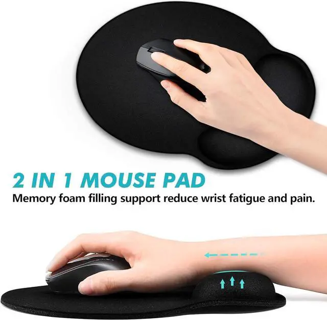 Alt view image 5 of 7 - Ergonomic Mouse Pad 3 Pack with Wrist Rest Support, Round Gaming Mousepad with Smooth Lycra Surface & Non-Slip Rubber Base for Computer, Laptop, Office, Comfortable Memory Foam for Wrist Cushion