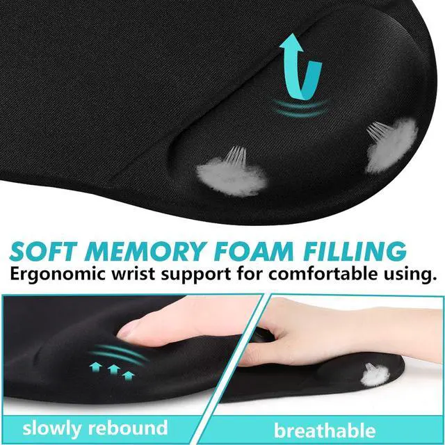 Alt view image 4 of 7 - Ergonomic Mouse Pad 3 Pack with Wrist Rest Support, Round Gaming Mousepad with Smooth Lycra Surface & Non-Slip Rubber Base for Computer, Laptop, Office, Comfortable Memory Foam for Wrist Cushion