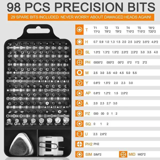 Alt view image 2 of 5 - Aigrous Precision Screwdriver Set, Professional Grade 115 in 1 Magnetic Repair Tool Kit for Electronics, Computer, iPhone, Laptop, Game Console, Watch, Eyeglasses, Modding, and DIY Projects