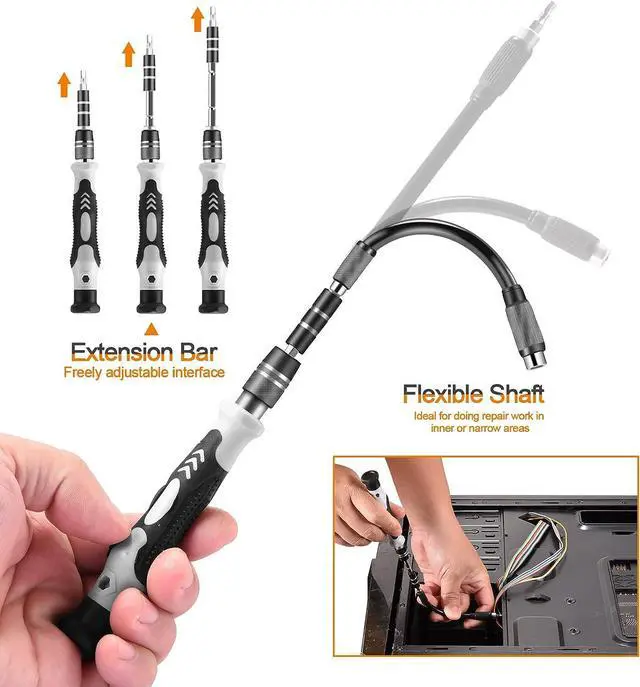 Alt view image 4 of 5 - Aigrous Precision Screwdriver Set, Professional Grade 115 in 1 Magnetic Repair Tool Kit for Electronics, Computer, iPhone, Laptop, Game Console, Watch, Eyeglasses, Modding, and DIY Projects