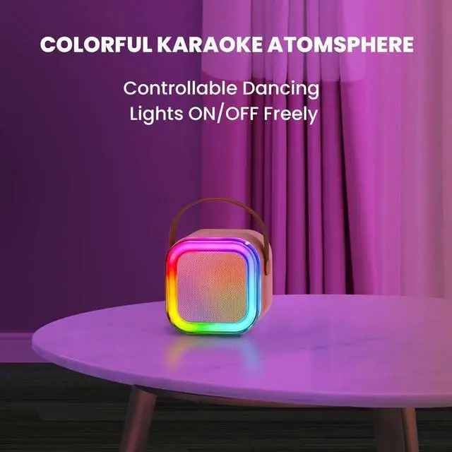 Alt view image 7 of 7 - Mini Karaoke Machine for Kids,Portable Bluetooth Speaker with Wireless Microphone, Gifts Toys for Girls 4, 5, 6, 7, 8, 9, 10 +Year Old Birthday Family Home Party, Pink, One Mic