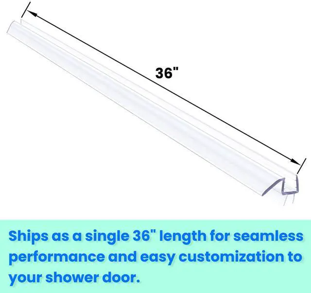 Alt view image 5 of 7 - Oxelio 36" Shower Door Bottom Seal Strip for 3/8" (10mm) Glass  Ultra Clear Polycarbonate Shower Door Sweep, Single Pack