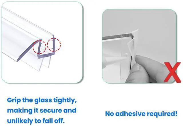 Alt view image 6 of 7 - Oxelio 36" Shower Door Bottom Seal Strip for 3/8" (10mm) Glass  Ultra Clear Polycarbonate Shower Door Sweep, Single Pack