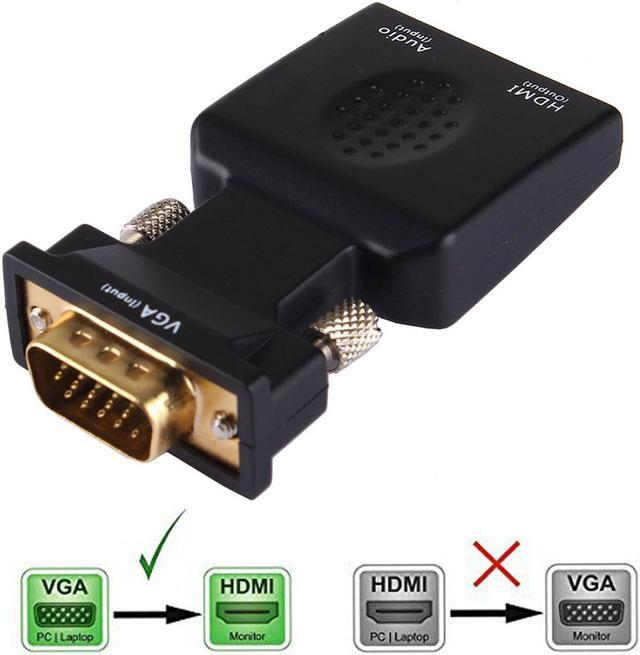 Alt view image 5 of 6 - VGA to HDMI Adapter/Converter with Audio (Old PC to New TV/Monitor with HDMI), Aigrous Male VGA to HDMI Video Adapter for TV, Computer, Projector with Audio 3.5mm Audio Cable Included