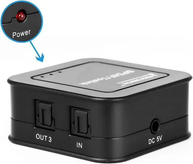Alt view image 2 of 4 - Aigrous SPDIF TOSLINK Digital Optical Audio 1x3 Splitter (One Input 3 Outputs) Supports 5.1CH/ LPCM2.0/ DTS/Dolby-AC3