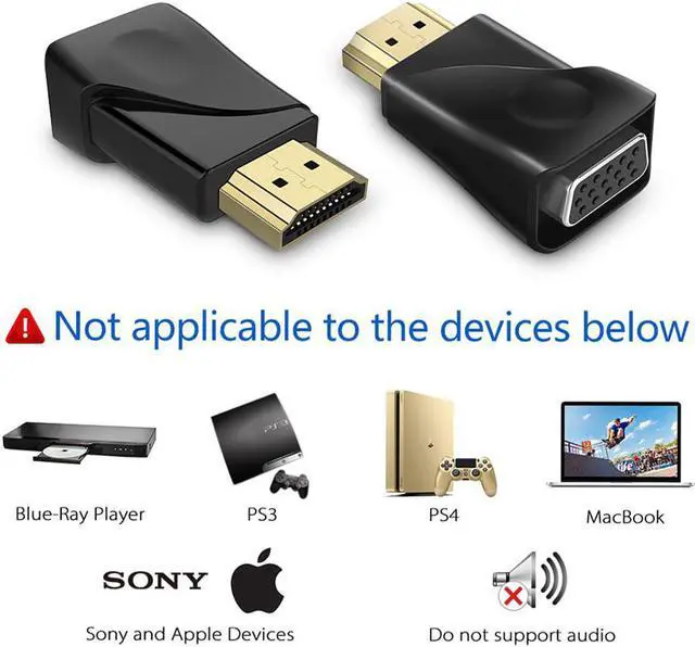 Alt view image 6 of 7 - Aigrous HDMI to VGA Adapter Converter Gold-Plated for PC, Laptop, DVD, Desktop and Other HDMI Input Devices