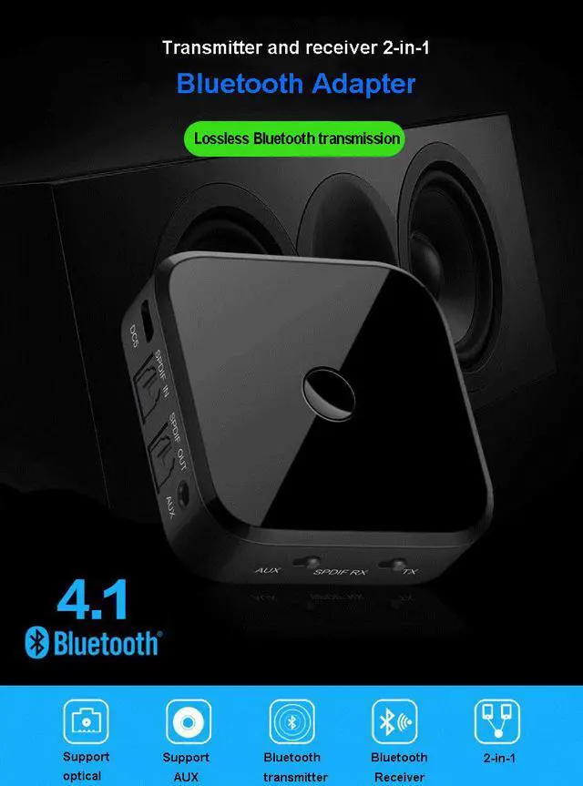 Alt view image 7 of 7 - Bluetooth 5.0 Transmitter and Receiver, Aigrous 2-in-1 Wireless 3.5mm Adapter (aptX Low Latency, 2 Devices Simultaneously, For TV/Home Sound System)