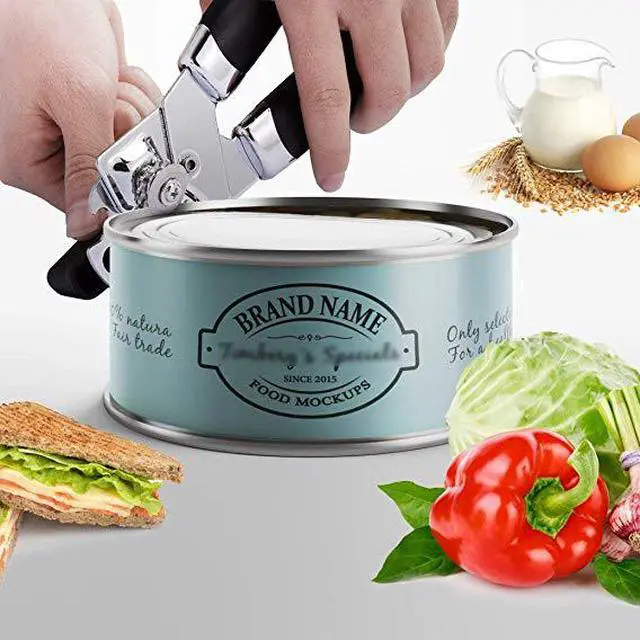 Alt view image 4 of 5 - Can Opener Manual, Smooth Edge Heavy Duty Can Opener Stainless Steel Can Openers for Seniors with Arthritis 3-In-1 Ergonomic Rubber Handle