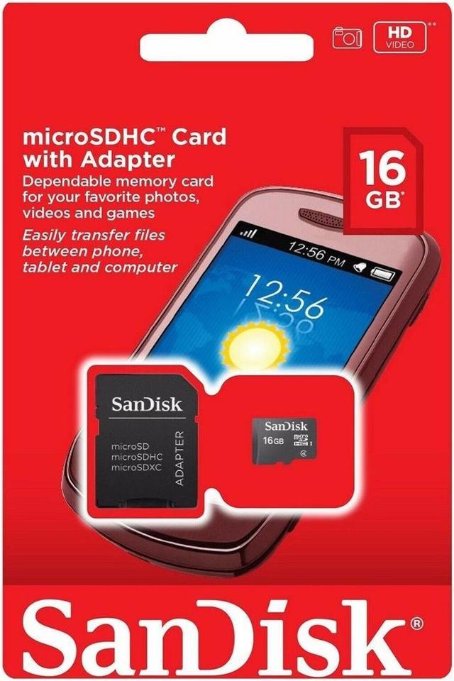 SanDisk 16GB Micro SDHC Flash Card Model SDSDQ-016G BULK PACKAGE 