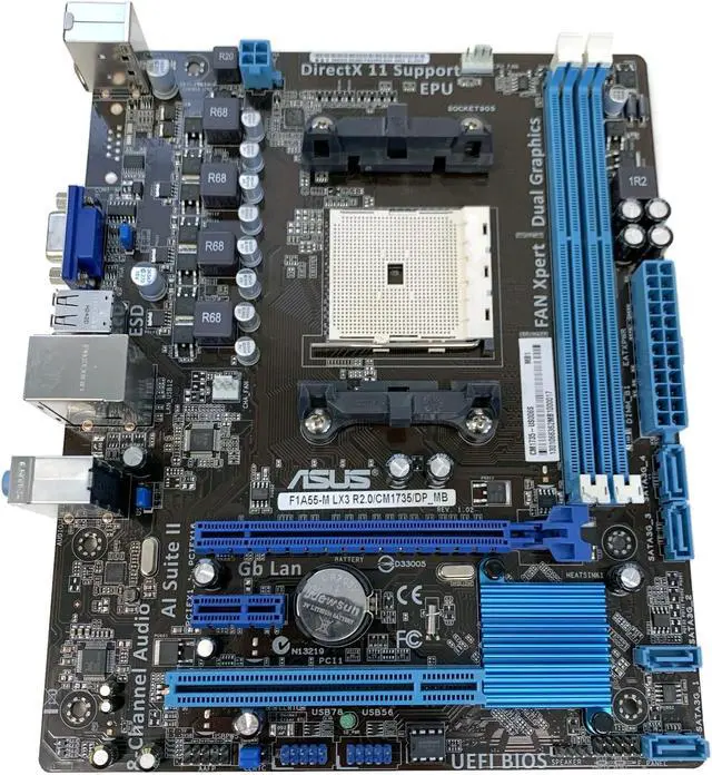 Alt view image 2 of 2 - ASUS F1A55-M LX3 R2.0/CM1735/DP_MB FM1 AMD A55 (Hudson D2) VGA Micro ATX AMD Motherboard with UEFI BIOS