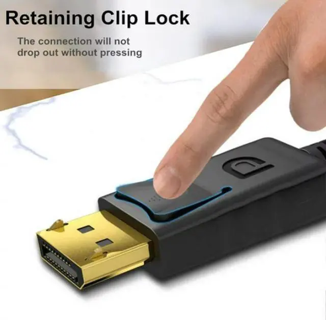 Alt view image 3 of 7 - WPIT Gold-plated 4K@60hz DisplayPort 1.2 DP Male to Male Audio/Video Cable,with Press type Buckle,6 FT,Black