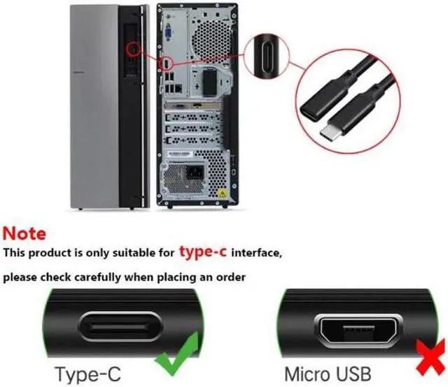Alt view image 3 of 5 - Type-C USB-C 3.1/3.2 Gen2 Male to Female Extension Cable, 10Gbps Super High Speed Audio Video Data Cable 100W 5A Cord,3.3ft