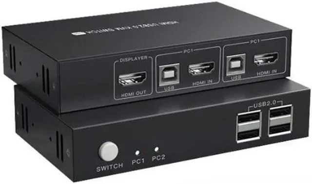Main image of PWAY PW-S7206 2 Ports KVM Switch HDMI, USB HDMI Switches for 2 Computers Share Keyboard Mouse and HD Monitor, Support HD 4K (3840x2160@30hz)