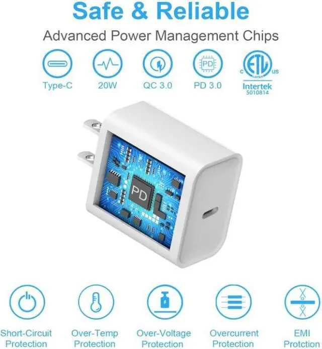 Alt view image 3 of 7 - WPIT USB-C PD 20W Fast Charging Adapter Wall Charger