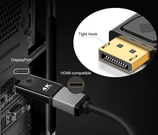 Alt view image 4 of 7 - 4K DisplayPort to HDMI Adapter,WPIT Display Port DP to HDMI Adapter Male to Female Gold Plated