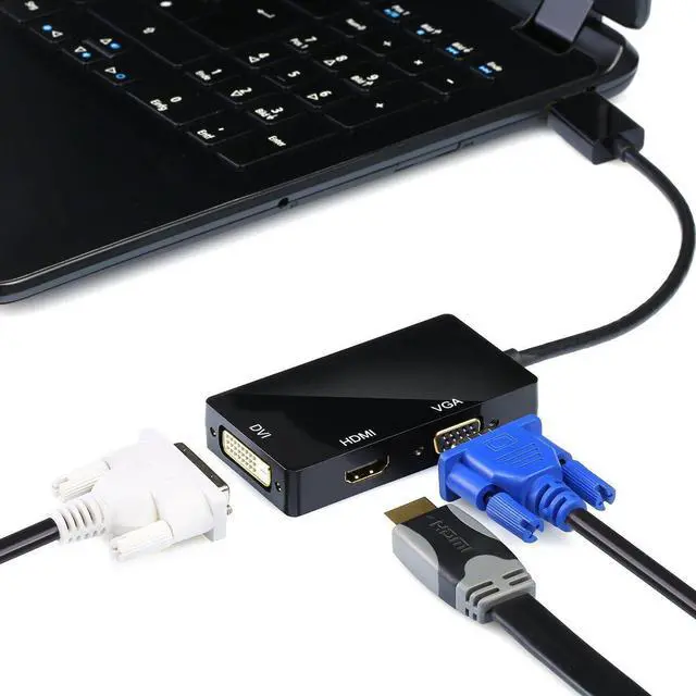 Alt view image 6 of 6 - 3 in 1 Display Port DP Male to HDMI DVI VGA Female Adapter For PC Laptop