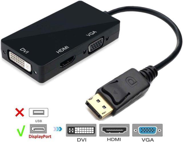 3 in 1 Display Port DP Male to HDMI DVI VGA Female Adapter For PC Laptop 