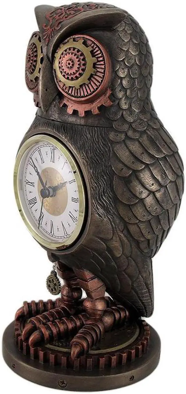 Alt view image 2 of 9 - Veronese Design Bronze/Copper Finish Steampunk Owl Mantel Clock