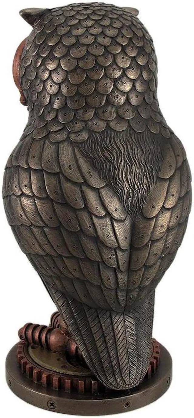 Alt view image 3 of 9 - Veronese Design Bronze/Copper Finish Steampunk Owl Mantel Clock