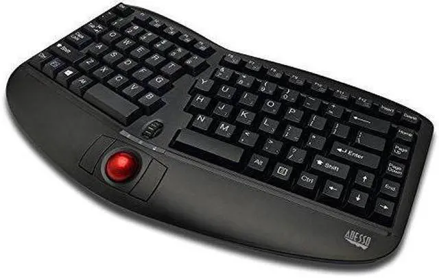 Alt view image 3 of 7 - Adesso Tru-Form Media 3150-2.4 GHz Wireless Ergo Trackball Keyboard (WKB-3150UB)