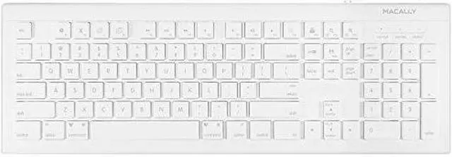 Main image of Macally Full Size USB Wired Keyboard (MKEYE) for Mac and PC (White) w/Shortcut Hot Keys