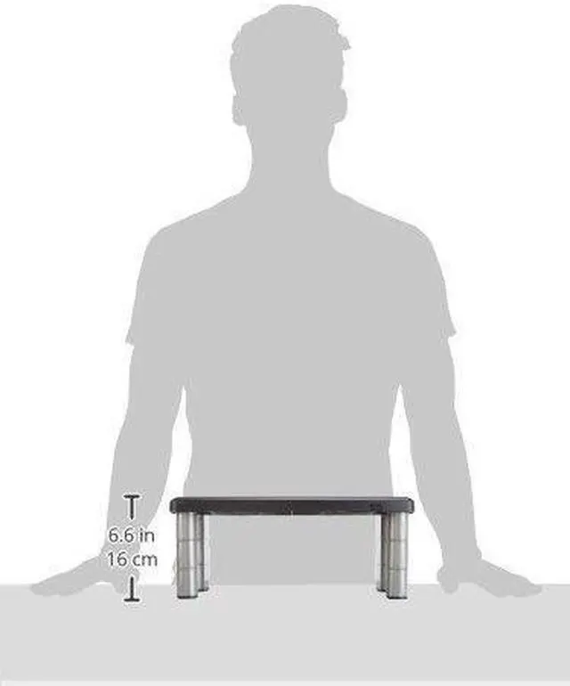 Alt view image 5 of 5 - 3M Adjustable Monitor Stand, Three Leg Segments Simply Adjust Height From 1" to 5 7/8", Sturdy Platform Holds Up to 80 lbs, 11-inch Space Between Columns for Storage, Silver/Black (MS80B)
