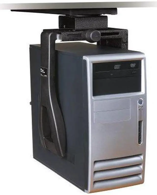 Alt view image 3 of 3 - 3M Under-desk CPU Holder, Width adjusts from 3.5" to 9.3" and height adjusts from 12.5" to 22.5" to fit most CPU's up to 50 lbs, 360° Swivel, Steel Construction, 17" Track, Black, (CS200MB)