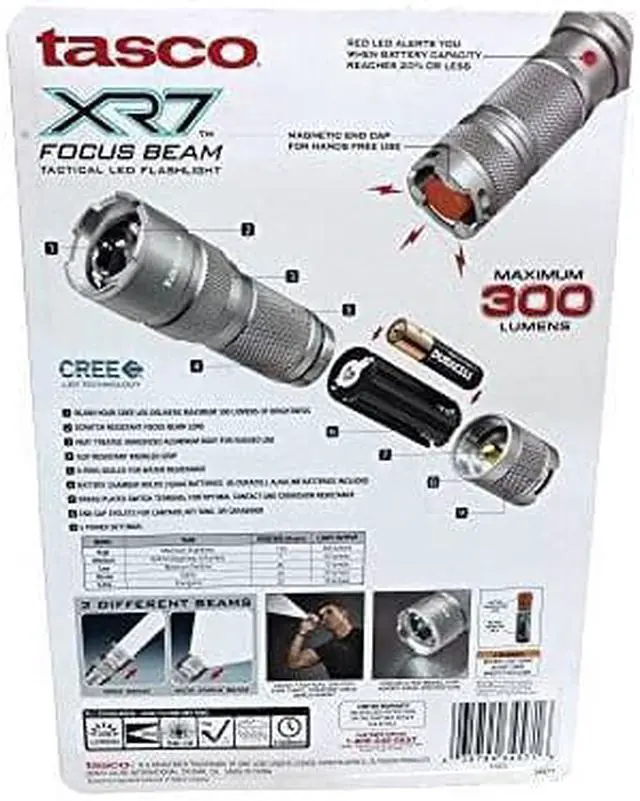 Alt view image 2 of 2 - Tasco XR7 Focus Beam Tactical LED Flashlight, 3-Pack