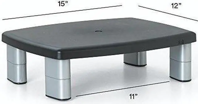Alt view image 2 of 5 - 3M Adjustable Monitor Stand, Three Leg Segments Simply Adjust Height From 1" to 5 7/8", Sturdy Platform Holds Up to 80 lbs, 11-inch Space Between Columns for Storage, Silver/Black (MS80B)