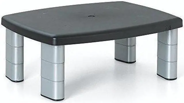 Main image of 3M Adjustable Monitor Stand, Three Leg Segments Simply Adjust Height From 1" to 5 7/8", Sturdy Platform Holds Up to 80 lbs, 11-inch Space Between Columns for Storage, Silver/Black (MS80B)