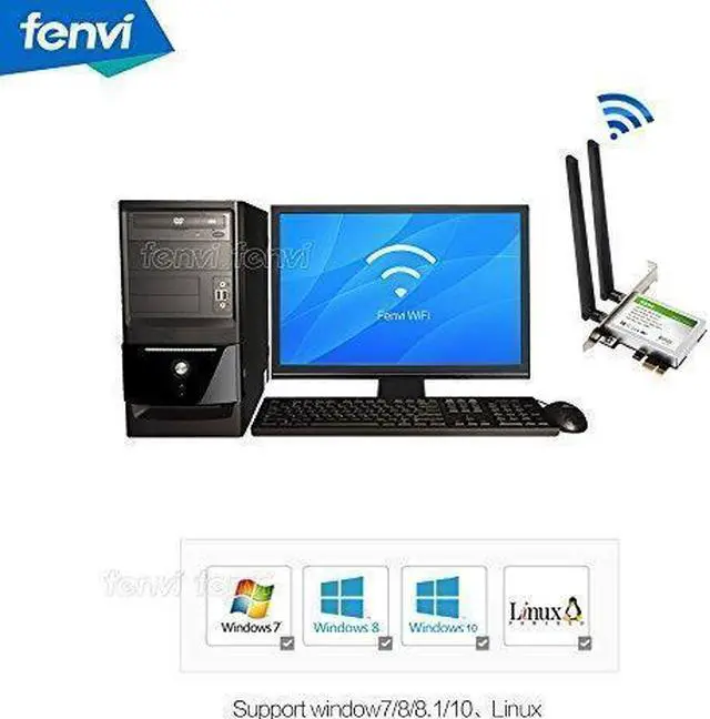 Alt view image 4 of 6 - Fenvi Desktop WiFi Dual-band 2.4Ghz/5Ghz & Bluetooth 4.0 600Mbps Module, 802.11 abgn, 2T/2R Mini PCI-E PC Wifi Card Support windows 7, windows 8, windows 8.1, windows 10 giyqxHw