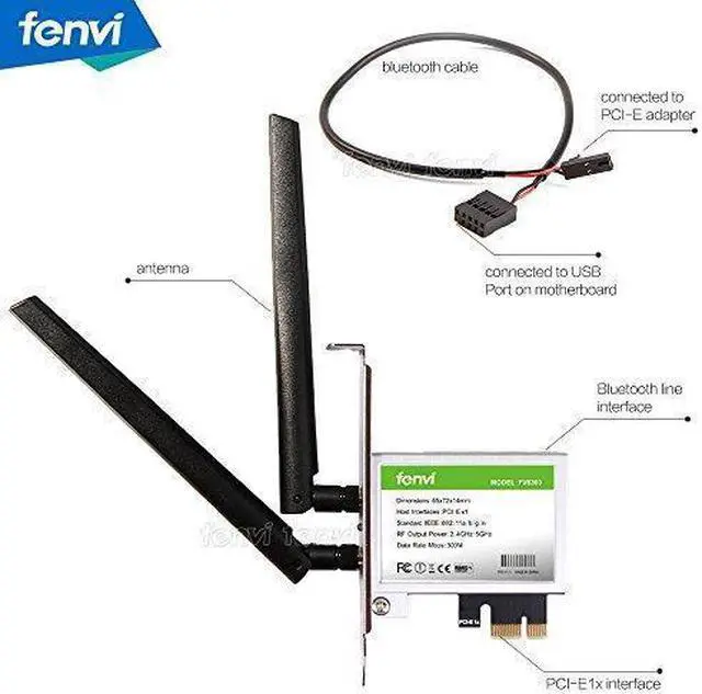 Alt view image 2 of 6 - Fenvi Desktop WiFi Dual-band 2.4Ghz/5Ghz & Bluetooth 4.0 600Mbps Module, 802.11 abgn, 2T/2R Mini PCI-E PC Wifi Card Support windows 7, windows 8, windows 8.1, windows 10 giyqxHw