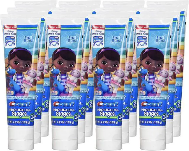 Alt view image 3 of 5 - Crest Pro-Health Stages Disney Jr. Doc Mcstuffins 2+ Years, Fruit Burst Toothpaste 4.20 oz ( Pack of 12)
