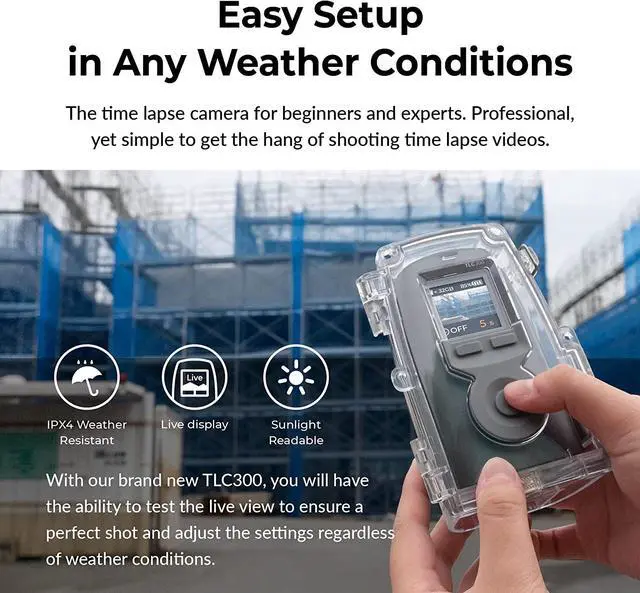 Alt view image 4 of 7 - Brinno Time Lapse Camera BCC300-C Bundle, 2023 Time-lapse Camera Outdoor Construction Bundle with Wall Mount, LCD Screen, Extended Battery Life, Waterproof Case, and Clamp