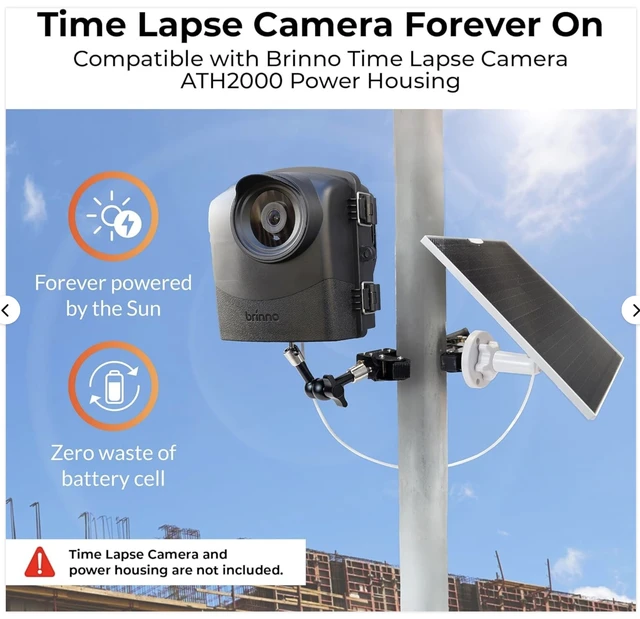 Alt view image 5 of 6 - Brinno ASP1000-P Solar Panel Kit Bundle with Mount for Time Lapse Camera
