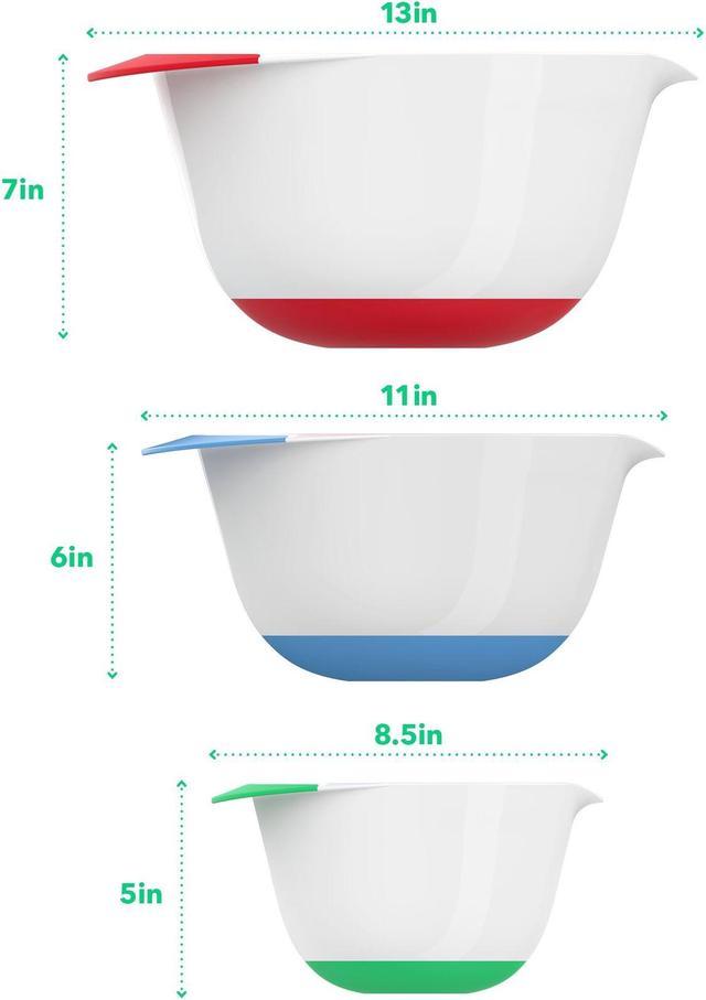  Vremi 13 Piece Mixing Bowl Set - Colorful Kitchen Bowls  Colander Mesh Strainer with Handles Measuring Cups and Spoons - BPA Free  Plastic Nesting Bowls with Easy Pour Spout for Baking