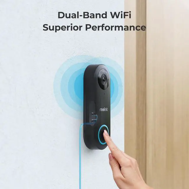 Alt view image 7 of 7 - Reolink 5MP Video Doorbell Camera, 2.4/5 GHz Wi-Fi, Person Detection, 2-Way Audio, 180° Wide View 2-Pack