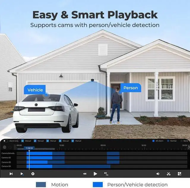 Alt view image 5 of 7 - Reolink 16CH NVR 4TB HDD Built-in, Support up to 12MP, 16-Channel PoE NVR for 24/7 Continuous Recording
