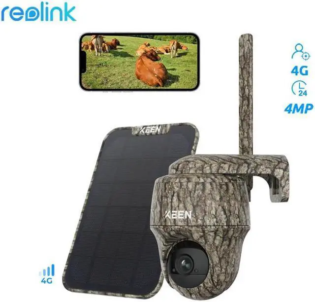 Main image of Reolink 4G Battery Security Camera with Solar Panel 2 Cellular Trail Camera Wireless, 3G/4G LTE, Solar Powered Camera with 360° Pan Tilt, 2K Night Vision, Smart Motion Activated, No-Glow IR, No WiFi