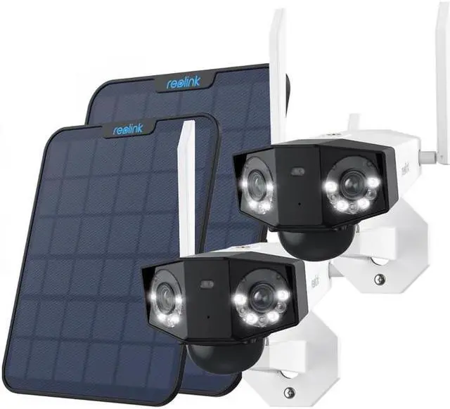 Main image of Reolink  2pcs Duo 2 LTE With Black Solar Panel 2 4G Dual Lens Battery/Solar Powered Camera