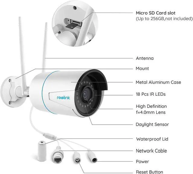 Alt view image 6 of 8 - Reolink 5MP HD Smart Human/Vehicle Detection 2.4G/5Ghz WiFi Camera, work with Google Assistant, Time-Lapse, 256GB Micro SD Storage (not Included) for 24/7 Recording, RLC-510WA