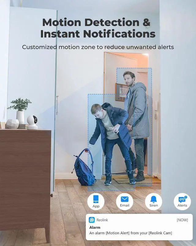 Alt view image 4 of 7 - Reolink Indoor Security Camera, Reolink 4MP HD Plug-in WiFi Camera for Home Security, Dual-Band WiFi, Multiple Storage Options, Motion Alters, Night Vision, Ideal for Baby Monitor/Pet Camera E1 Pro