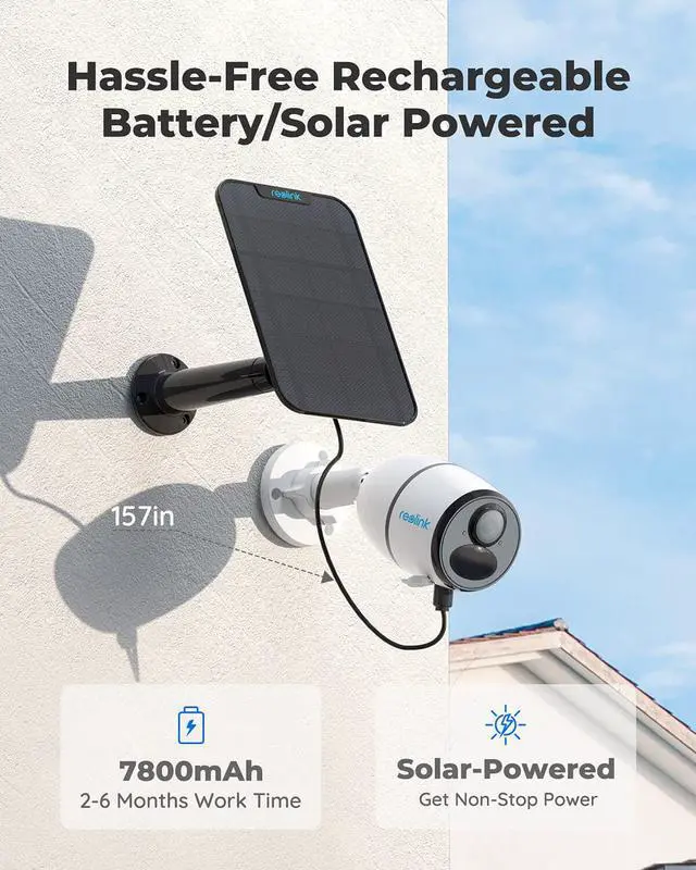 Alt view image 3 of 7 - Reolink 4G LTE Cellular Outdoor Security Camera, Wireless Battery/Solar Powered, 2K Night Vision, Smart Person/Vehicle Detection, Time Lapse, No WiFi Needed - Go Plus with Black Solar Panel